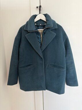 Herno Wool & Angora Coat with Removable Down Bib - IT 40 (US 4), Deep Teal